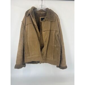 BKE67 Mens Sherpa‎ Lined Corduroy Trucker Jacket Tan Size L